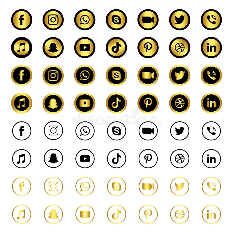 Colorful & Black & White Shading Social Media Icons Set of Facebook ...