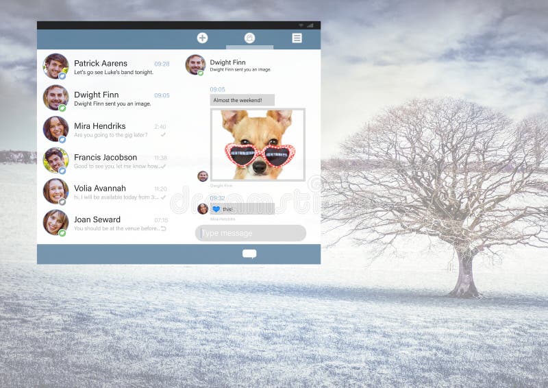 Hand Touching Social Media Messenger App Interface Stock Image Image