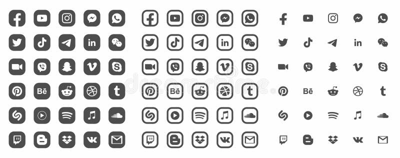 Social Media Modern Flat Web Icons Collection Vector