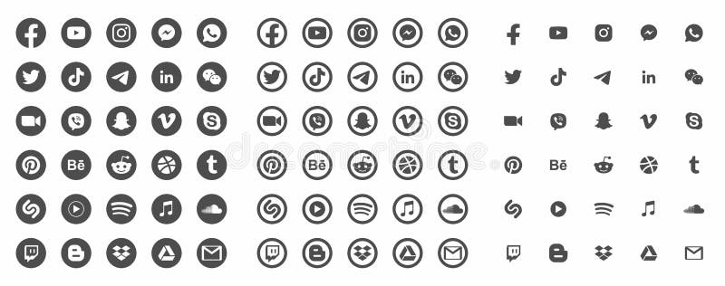 Social Media Modern Flat Web Icons Set Vector