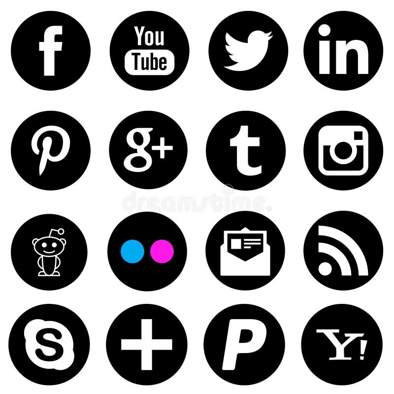 Social media network black icons vector illustration