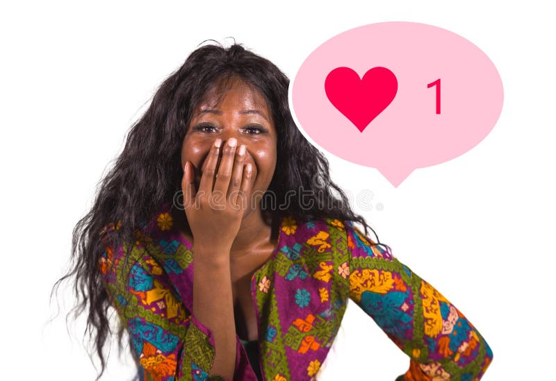 Social media obsession . young crazy happy and excited black afro American woman celebrating one single online like on internet stock photos Social media obsession . young crazy happy and excited black afro American woman celebrating one single online like on internet stock photos