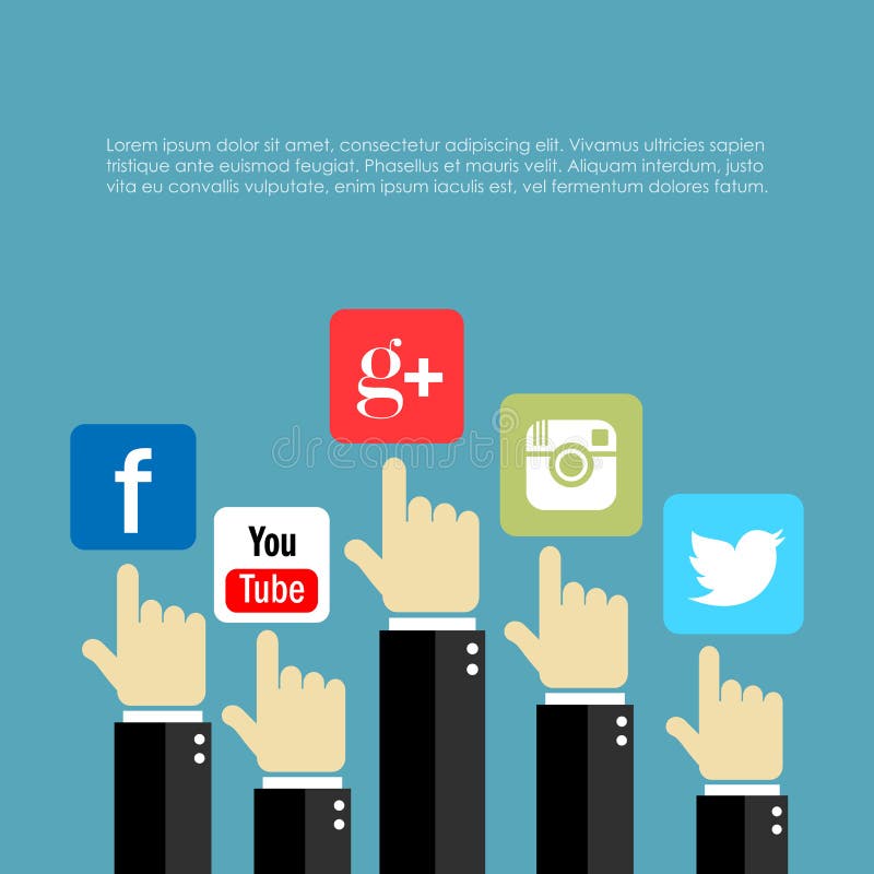 Social media poster editorial stock image. Illustration of hand 83423039