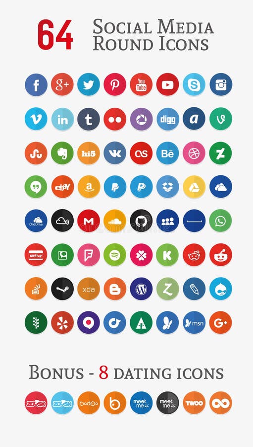 Social media round Icons (Set 1) stock illustration Social media round Icons (Set 1) stock illustration