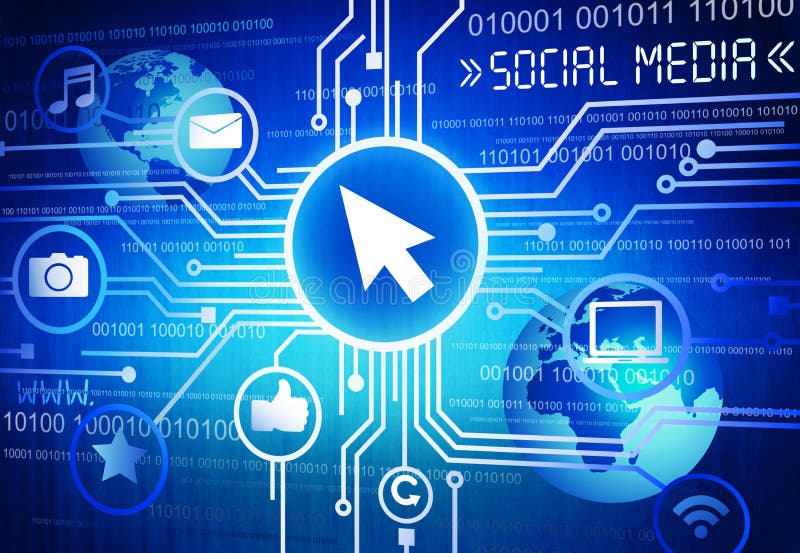 The Social Media with Social Media Symbols Stock Illustration Illustration of business, code