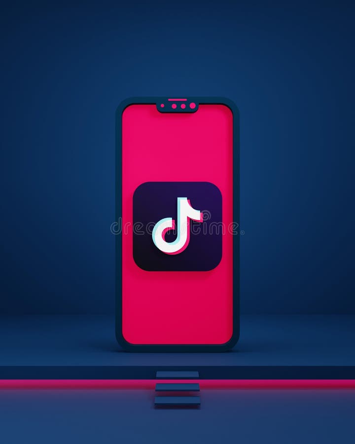 Social Media Tiktok Icons Smartphone 3d Rendered Stock Illustrations