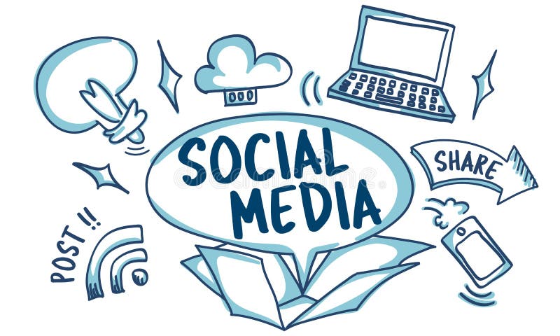 Social Media Viral Ideas Outside Box Sketch Concept royalty free illustration Social Media Viral Ideas Outside Box Sketch Concept royalty free illustration