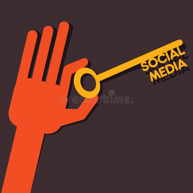 Social media word key stock vector. Illustration of hand 34062456