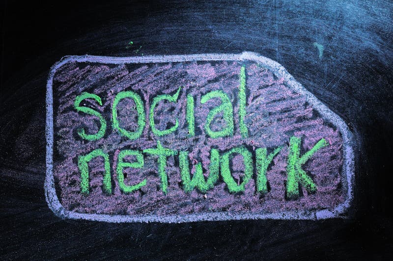 The word Social network on blackboard