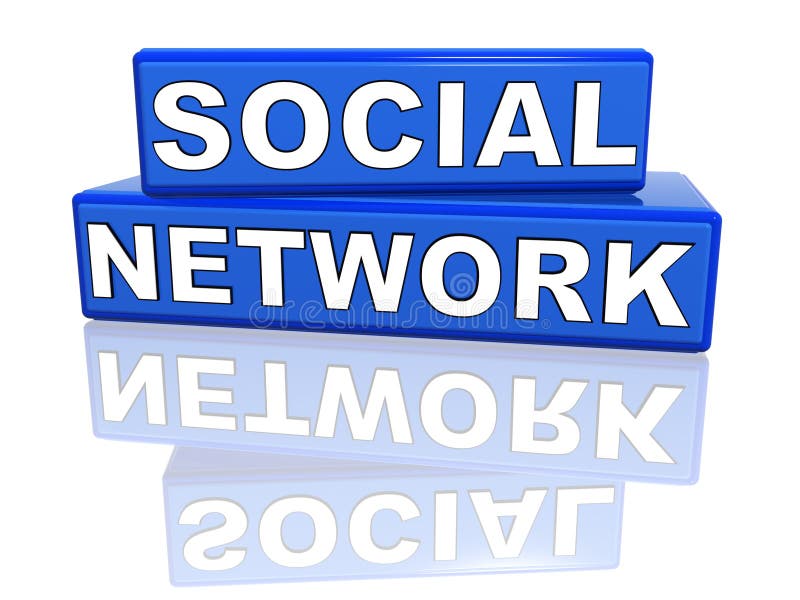 Social network - blue boxes with reflection