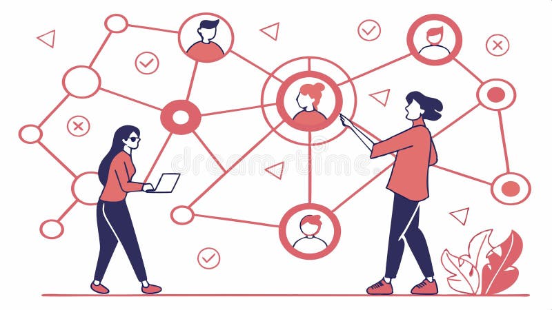 Social network connection, people connecting and community building vector design concept vector design Generative AI stock illustration