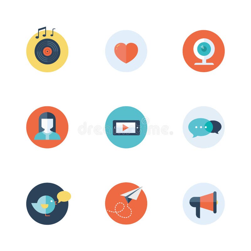 Social network icons flat vector