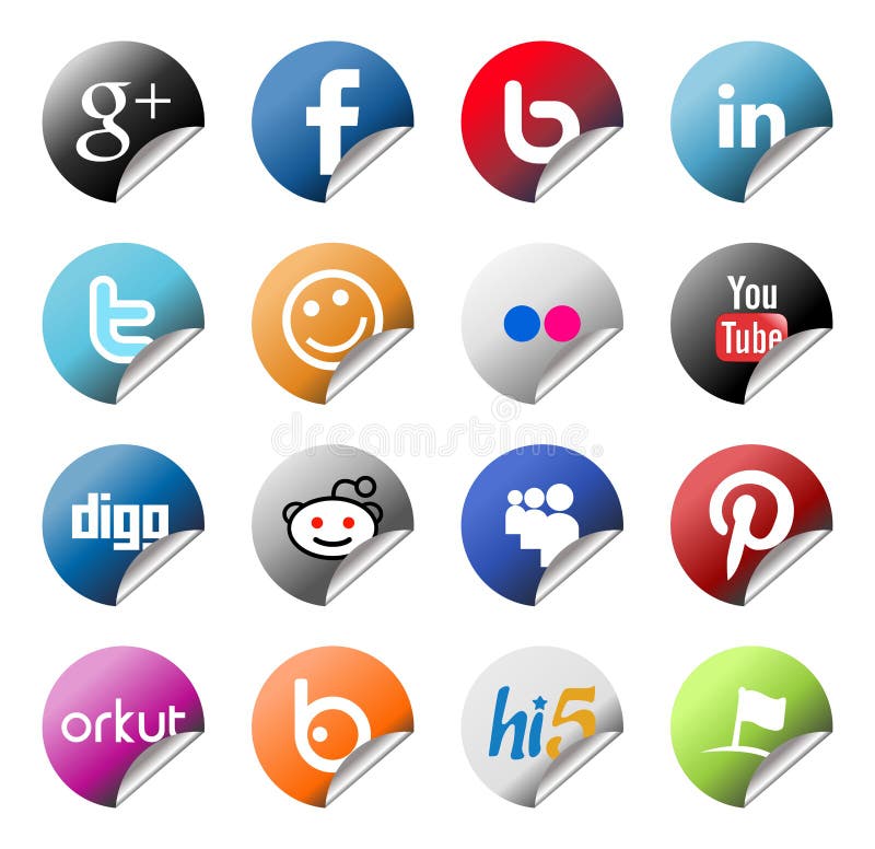 Social Network Logo Stickers Set vector illustration Social Network Logo Stickers Set vector illustration