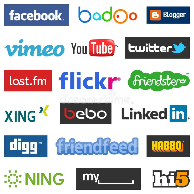 Collection of 18 most popular social media and network logos or banners, isolated on white background. Check also file ID 21706546 for the second part. Eps file available. Collection of 18 most popular social media and network logos or banners, isolated on white background. Check also file ID 21706546 for the second part. Eps file available.