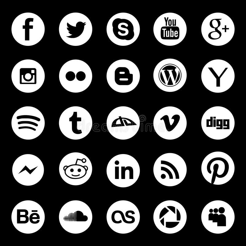 Vector set of 25 popular social network rounded white buttons flat style for web design projects. Including Facebook and twitter, Youtube and Google Plus and many more. Editable eps file available. Vector set of 25 popular social network rounded white buttons flat style for web design projects. Including Facebook and twitter, Youtube and Google Plus and many more. Editable eps file available.