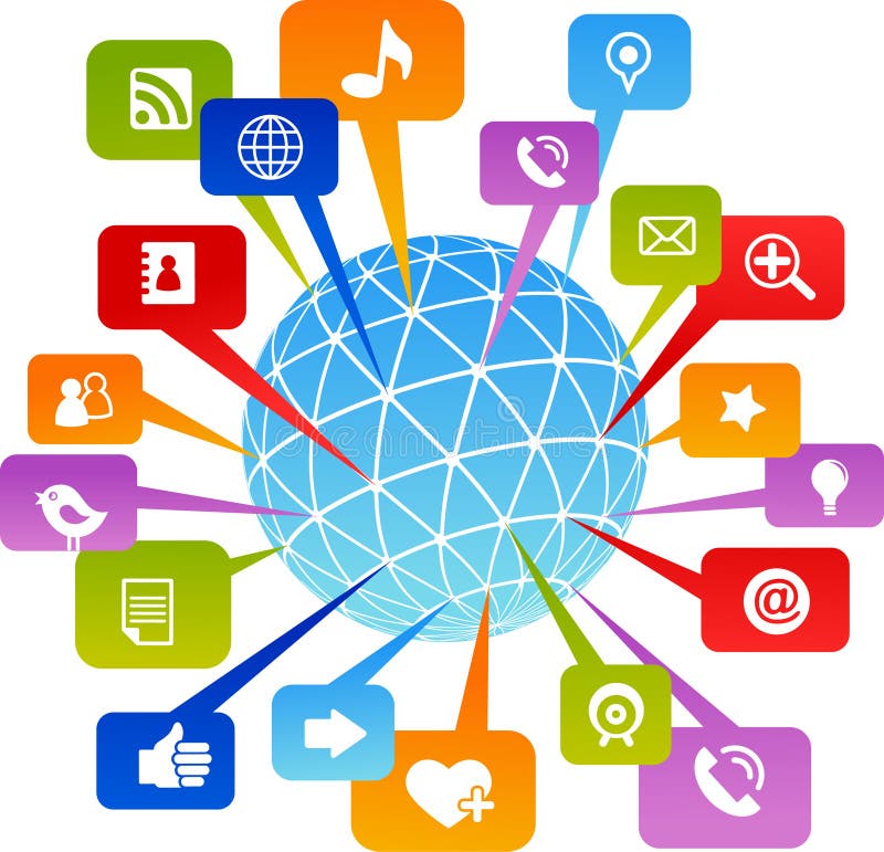 Social network world with media icons royalty free illustration Social network world with media icons royalty free illustration
