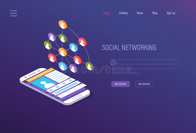 Social networking, social media marketing, digital communication of internet users. vector illustration Social networking, social media marketing, digital communication of internet users. vector illustration