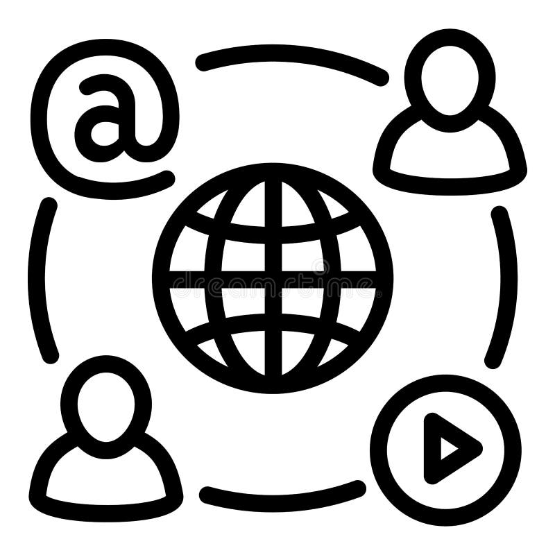 Social Networks Icon, Outline Style Stock Vector Illustration of