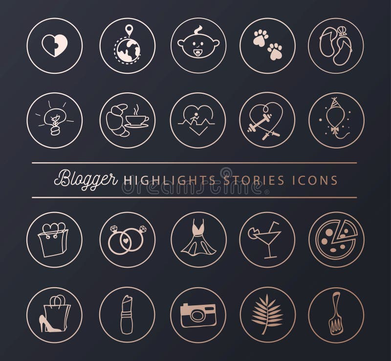 Social networks icons set for stories highlights in chic style. Blogger lifestyle icon collection. Vector illustration vector illustration Social networks icons set for stories highlights in chic style. Blogger lifestyle icon collection. Vector illustration vector illustration