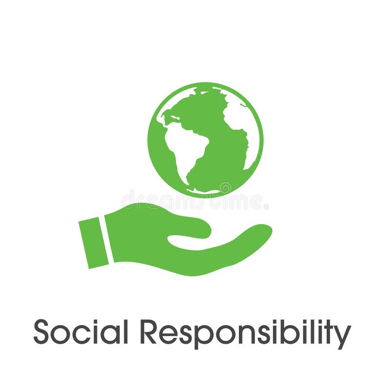 Social Responsibility Solid Icon w Hand and globe or world, etc