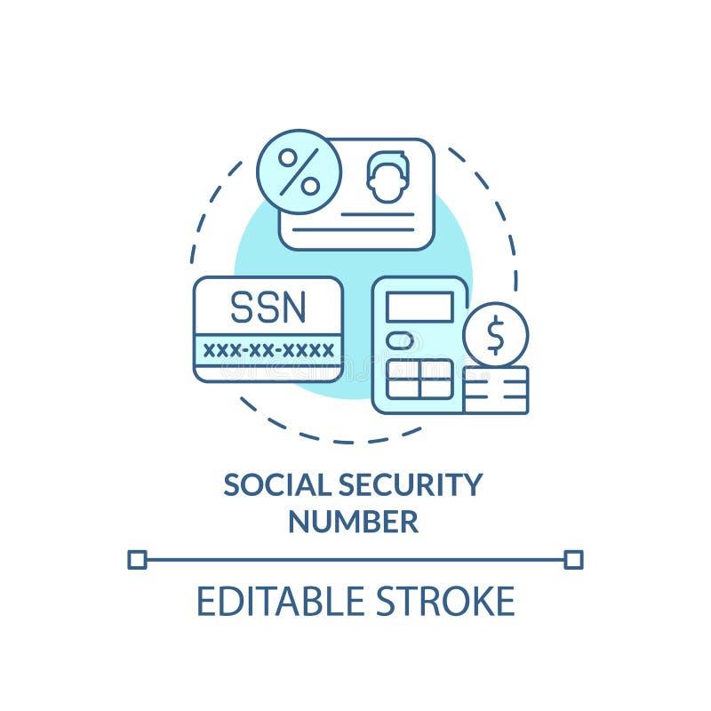 Social Security Number Turquoise Concept Icon Stock Vector