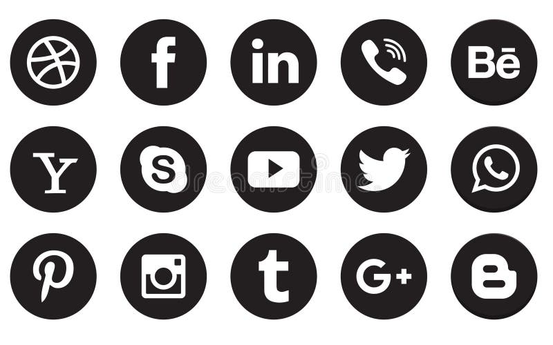 Sociala knappar för massmediasymbolssamling vektor illustrationer Sociala knappar för massmediasymbolssamling vektor illustrationer