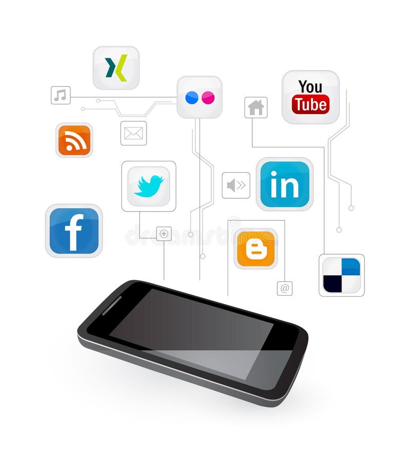 Sociale media op mobiele telefoon royalty-vrije illustratie Sociale media op mobiele telefoon royalty-vrije illustratie