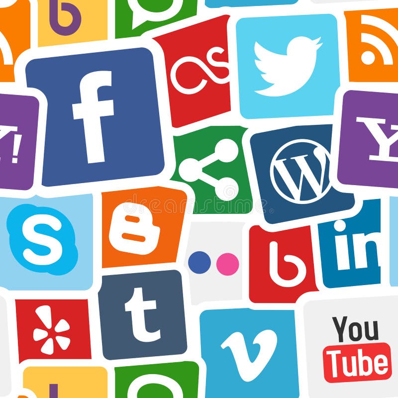 Sociale Media Pictogrammen Kleurrijke Achtergrond royalty-vrije illustratie Sociale Media Pictogrammen Kleurrijke Achtergrond royalty-vrije illustratie