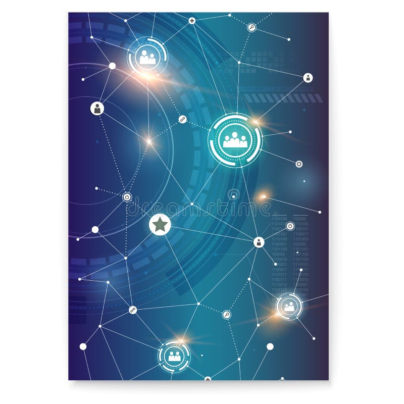 Socialt nätverk på bakgrund av runda HUD UI Affisch med symboler av globala kommunikationer för växelverkande royaltyfri illustrationer Socialt nätverk på bakgrund av runda HUD UI Affisch med symboler av globala kommunikationer för växelverkande royaltyfri illustrationer
