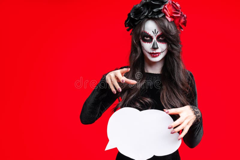 Sockerskalle på glad halloween-fest fotografering för bildbyråer