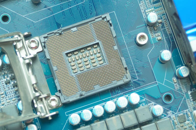 Socket for central processor unit on competer motherbofar royalty free stock photo