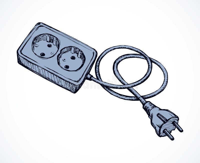 Socket and Plug. Vector Drawing Stock Vector - Illustration of hardware