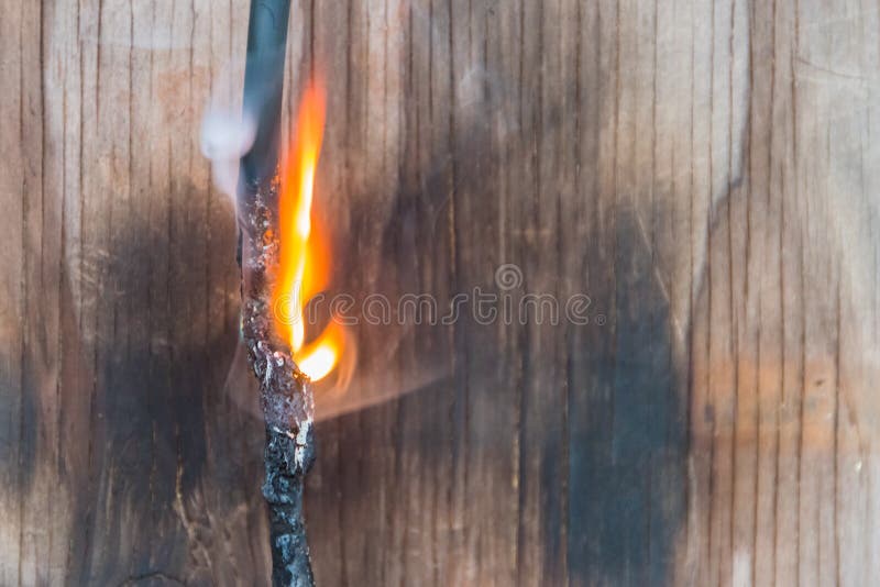 Fire, Wire in Fire and Smoke, Copy Space Stock Photo - Image of faulty