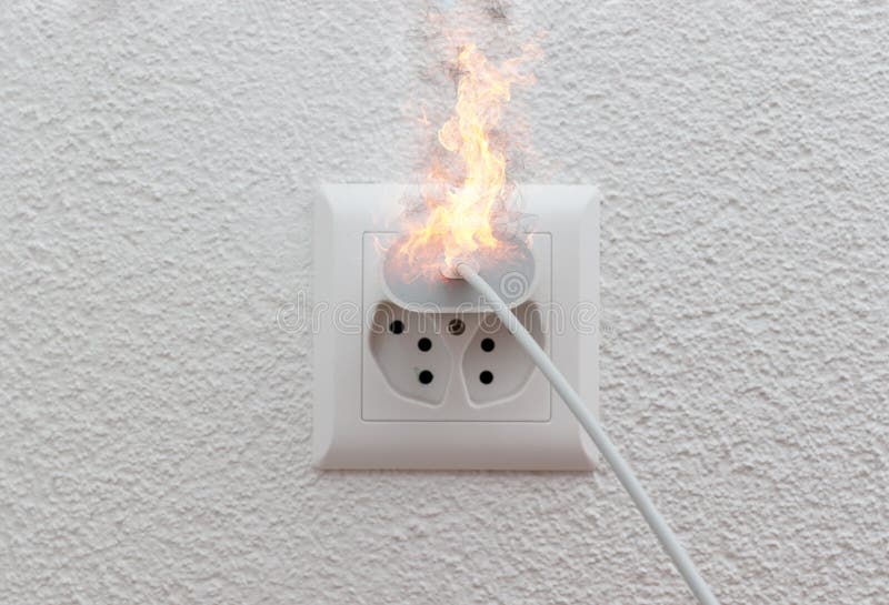 Socket or Wire Plug Malfunction Burning Phone Charger in Indoor