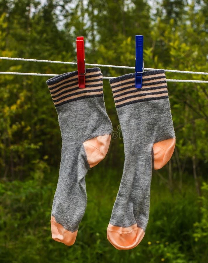 Socks Hanging On The Rope For Drying Clothes Stock Image Image 45172189
