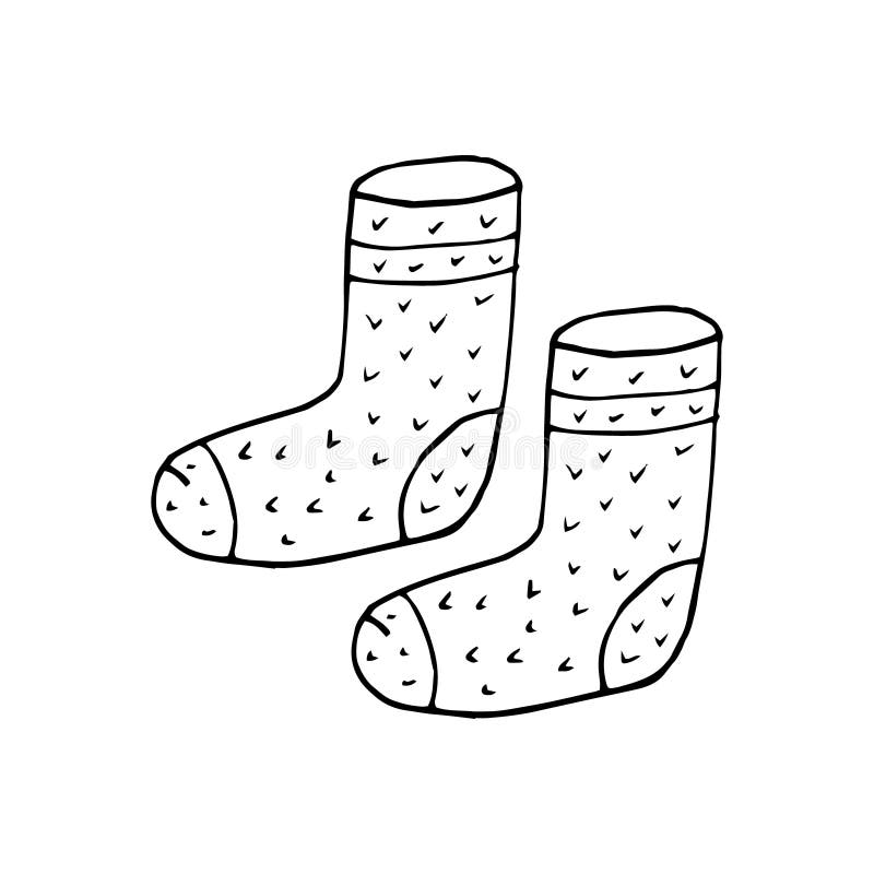 Knitted Socks Drawn Doodle. Vector, Scandinavian, Nordic, Minimalism ...