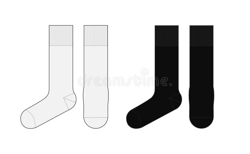 Socks Template Vector Illustration Set Front & Side View Stock Vector ...