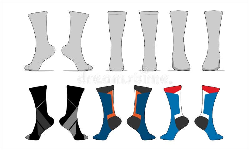 Socks Template Vector Set Isolated Stock Vector - Illustration of ...