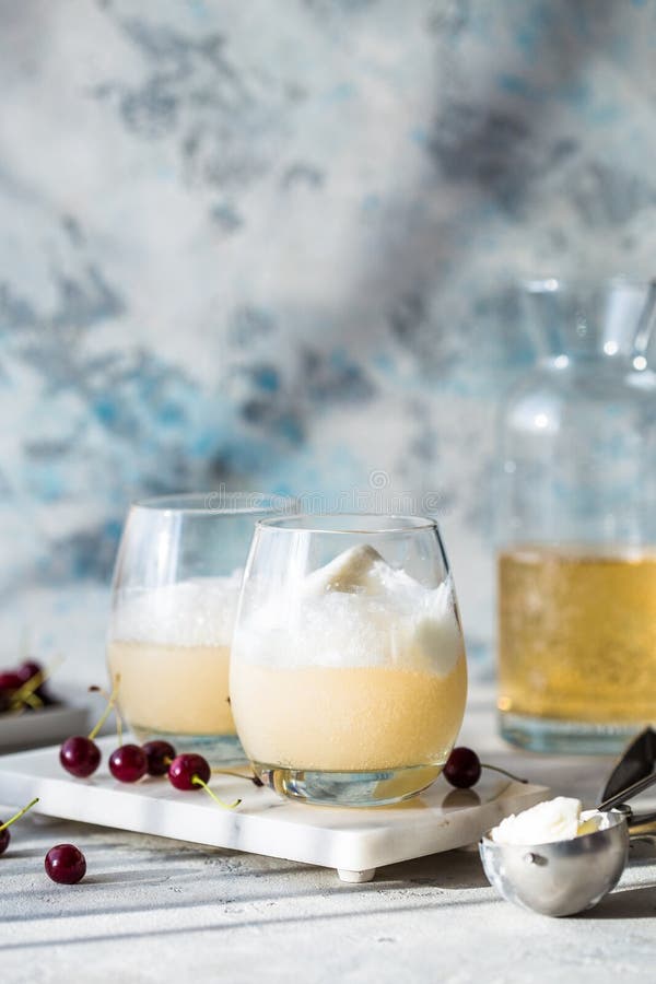 Soda Creamsicle Cocktail. Root Beer or Soda Ice Cream Float Stock Photo