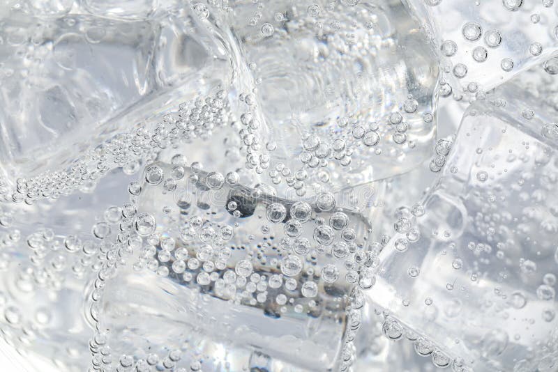 Soda Water with Ice As Background, Closeup Stock Image - Image of ...