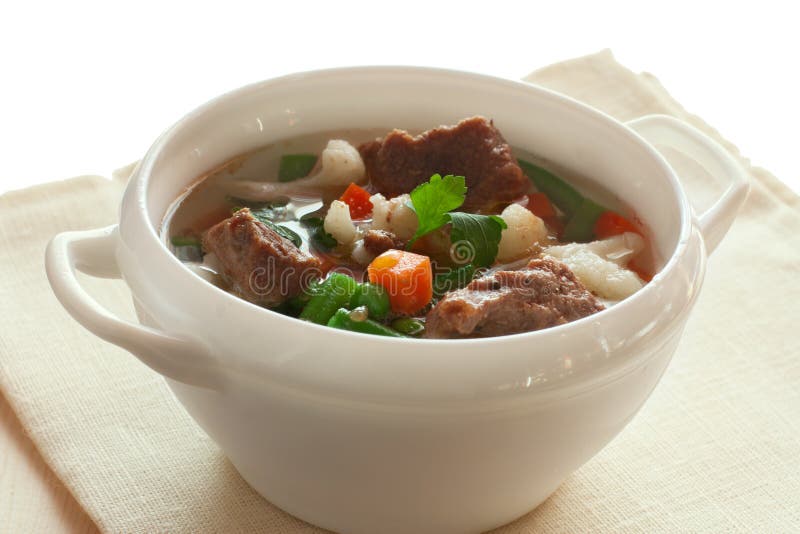 Soep met vlees en groenten stock afbeelding. Image of doek 36178869