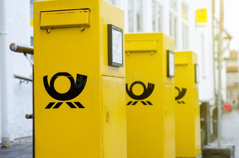 Soest, Germany December 31, 2018 Deutsche Post Mailboxes. the