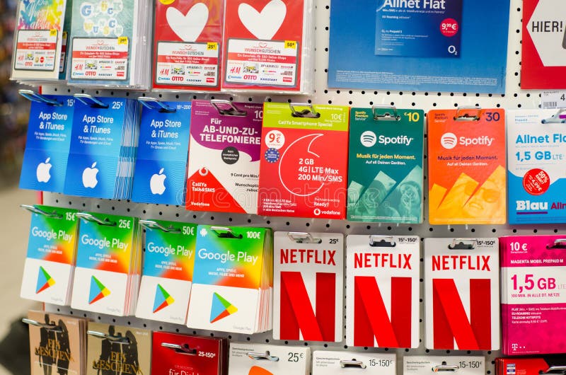 Different Gift Cards of Many Brands Such As , Netflix, Xbox, Google  Play, Best Buy, Spotify Editorial Photo - Image of play, discount: 178512156