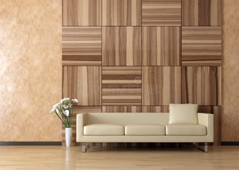 Modern sofa interior on venetian stucco wall