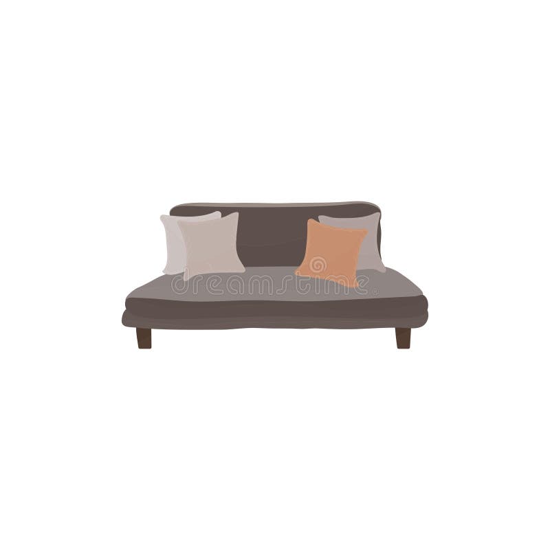 Sofa with Pillows Cartoon Vector Illustration Stock Vector
