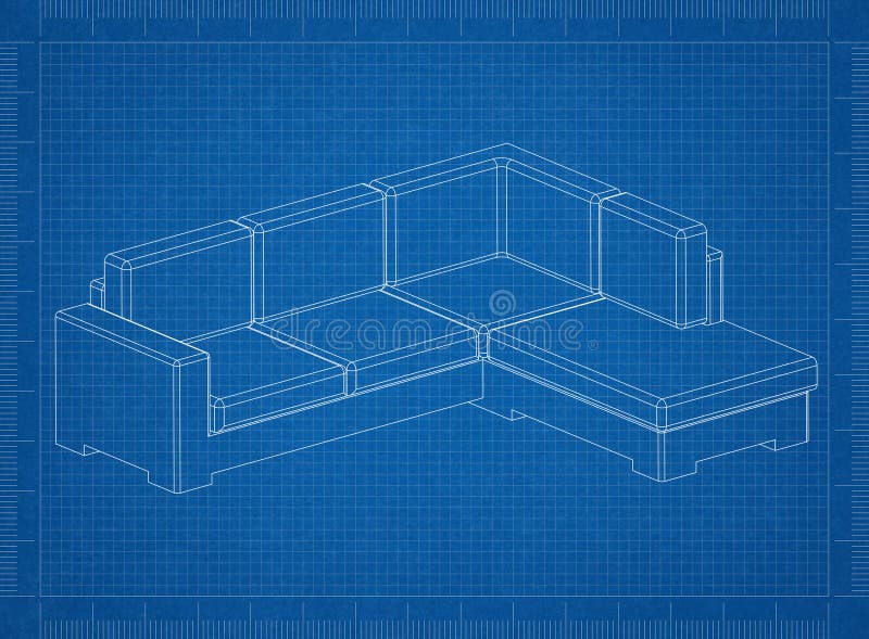 Sofa Architect blueprint stock illustration. Illustration of draft