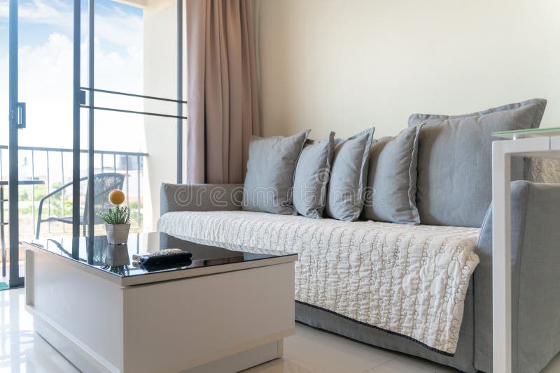 Sofa Bed in the Living Room of the House Stock Photo Image of vase