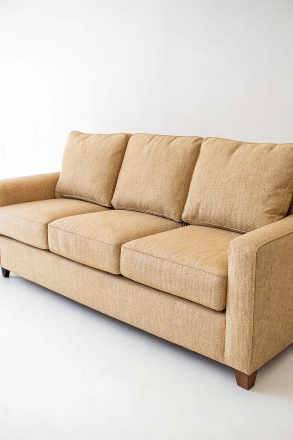 Sofa beige Fabric sullo sfondo bianco illustrazione di stock
