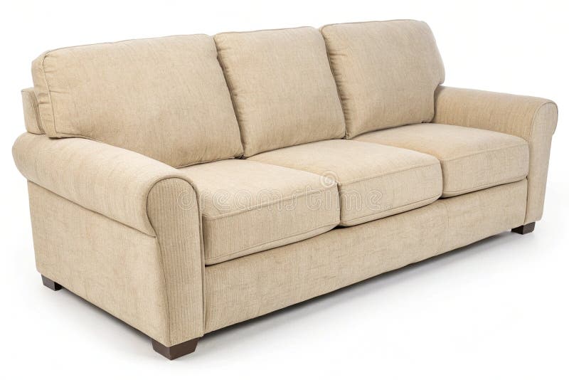 Sofa beige Fabric sullo sfondo bianco illustrazione vettoriale