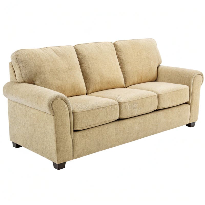 Sofa beige Fabric sullo sfondo bianco illustrazione di stock